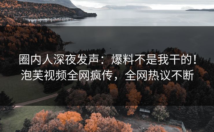 圈内人深夜发声：爆料不是我干的！泡芙视频全网疯传，全网热议不断