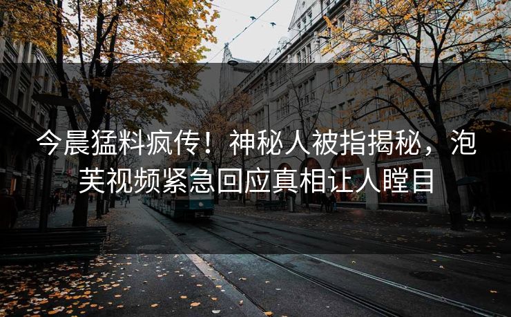 今晨猛料疯传！神秘人被指揭秘，泡芙视频紧急回应真相让人瞠目
