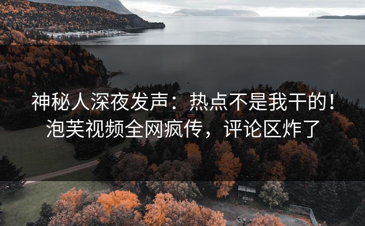 神秘人深夜发声：热点不是我干的！泡芙视频全网疯传，评论区炸了
